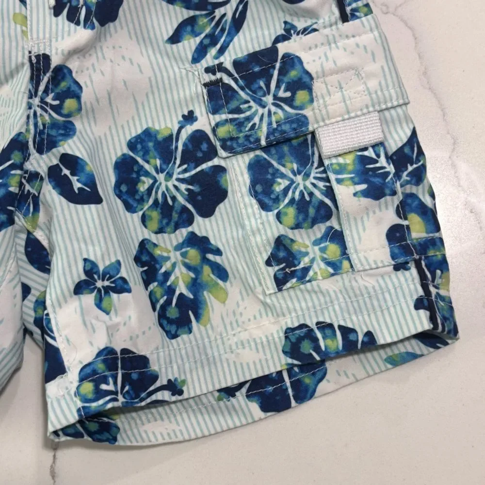 Carter’s Infant Boys Blue Tropical Floral Swim Shorts Trunks 9 Months Hawaiian